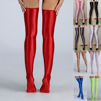 Womens Sexy Oil Shiny Glossy High Sheer Stockings Knee Hosiery Tight Pantyhose