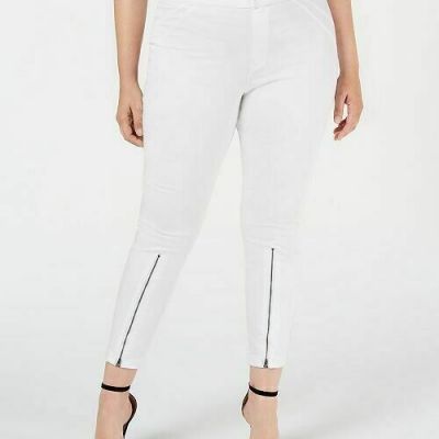 Hue Womens Size Small Extreme Zipper Hem Denim Leggings White U20493H $46