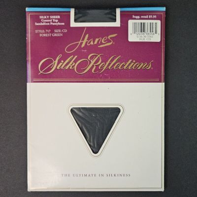 Hanes Silk Reflections Silky Sheer Pantyhose CD Forest Green ControlTop Sandalft