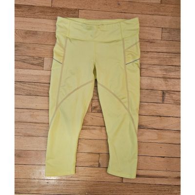 Athleta Women's Yellow Crop Leggings Size M High Rise Workout Pants