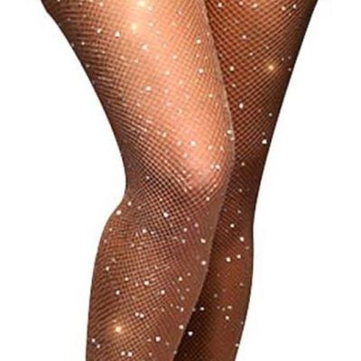 Rhinestone Fishnet Stockings Sparkle High Waist Tights Pantyhose