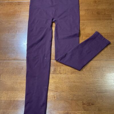 Spanx Micro Knit Tummy Control Top Skimmer Leggings Maroon High Waist Size L