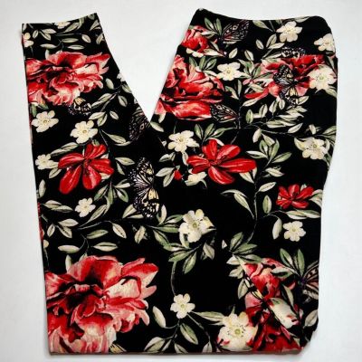 NEW LuLaRoe TC Leggings BLACK BUTTERFLY RED Sage Nature GARDEN Hibiscus Lily