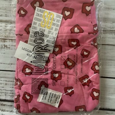 NWT LuLaRoe OS One Size Leggings - Pink With Hearts Print