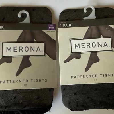 2 Pair Merona Black Patterned Tights Size 1X/2X