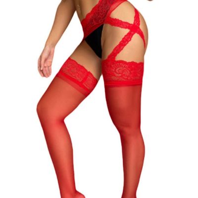 Womens Fishnet Stockings Lace Tights Suspender Pantyhose Stockings Black Fish...