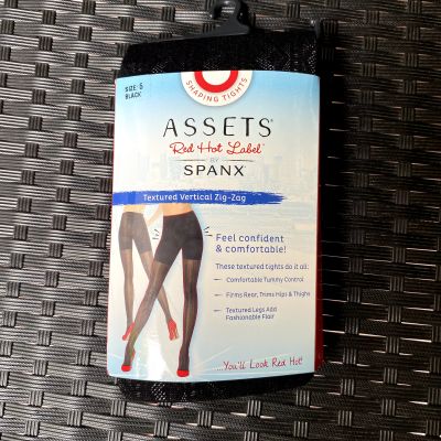 Assets Red Hot Label Spanx Tights Size 5 Textured Vertical Zig Zag Black 220lb