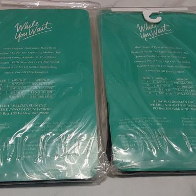Lot of 2 While You Wait Maternity Pantyhose Sheer Support 70297 Jet Black Sz A