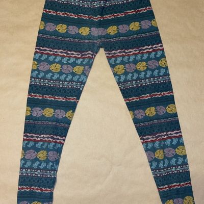 lularoe leggings women's one size green Aztec ancient drawings Egyptian *2 Holes