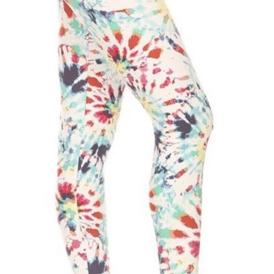 New Bright Multi Tie Dye Peachskin Yoga Leggings One Size