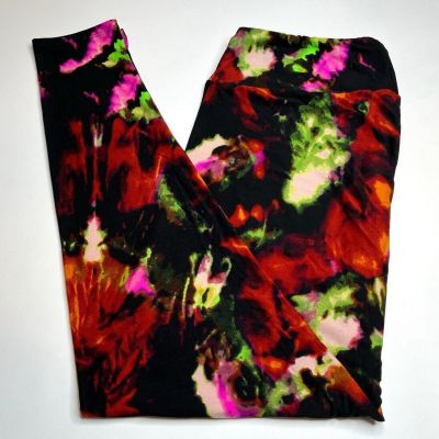 NEW LuLaRoe TC2 Leggings BLACK NEON Colorful Halloween TIE DYE Paint Splatter