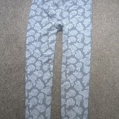 Massini Leggings Sz 2X/3X Gray Floral Elastic Waist 31