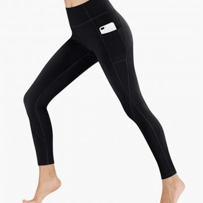 NWT Heathyoga Black High Waisted Yoga Workout Tummy Control Leggings Pants - XXL