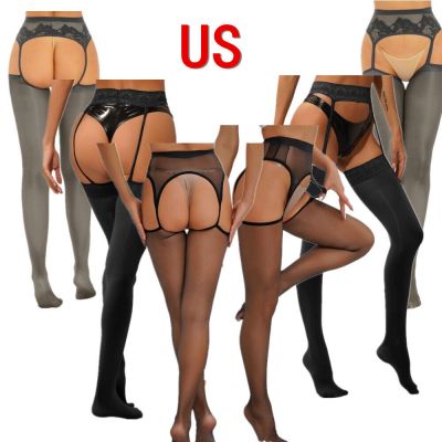 US Women Strecthy Lace Thigh High Stocking Suspender Tights Pantyhose Clubwear