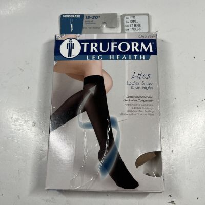 Truform 1773 Lites Lt Beige Knee High Socks 15-20 Mmhg Compression Support Small