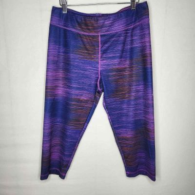 Adidas climalite women's purple orange cropped athletic leggings size XL