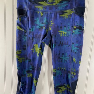 Athleta Womens Pants Blue Green Size Small High Rise Blue Green Capri