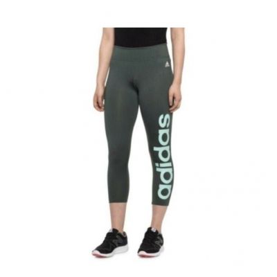 Adidas Climalite Workout Legging Green Logo Size Medium