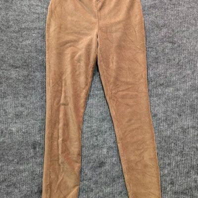 HUE Leggings Women Size S Corduroy Style Velour Tan Comfort Pants Elastic Waist