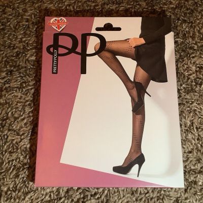 Pretty Polly spiral dot tights, color black, One Size