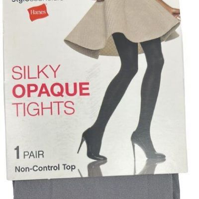 Hanes Silky Opaque Tights Non-Top Control Size L/XL Mineral Stone Grey