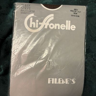 1-Pair Vintage NOS Filenes Chiffonelle Pantyhose Size S Coffee Bean Color