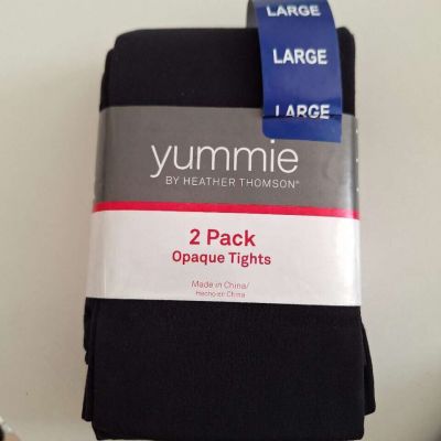 Yummie by Heather Thomson Smooth Seam Opaque Tights 2 Pack Black Size Large