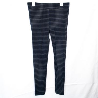 LOFT Plaid Ponte Knit Leggings Womens Large L Blue Pull On Stretch Casual 0101X