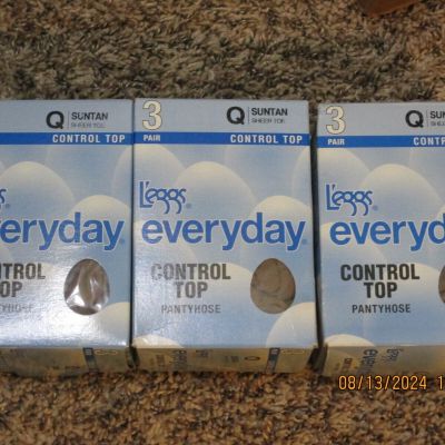 9 Pairs L’eggs Control Top Pantyhose - Size Q - Queen - all New