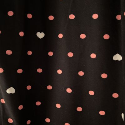 LulaRoe Valentine Black With Pink Polka Dots And White Hearts Leggings  TC