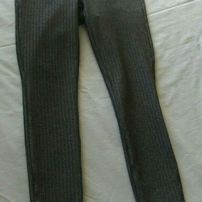 ANN TAYLOR LOFT Black & Gray HERRINGBONE Pattern LEGGING Sz XXSP (23 In)