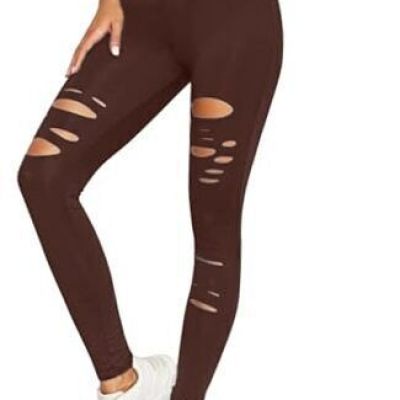 Leggings with Pockets for Women - Small-Medium Brown Ripped Warrior Legging