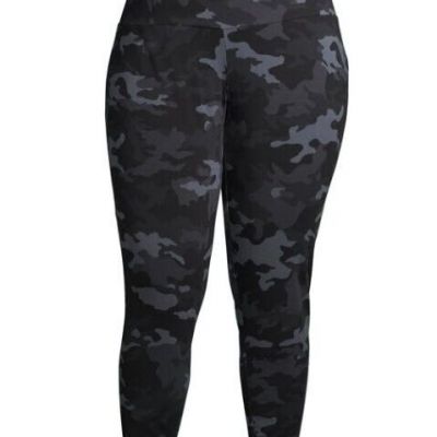 Terra & Sky Women's High Waist Leggings Black Soot Camo Size 3X (24W-26W)