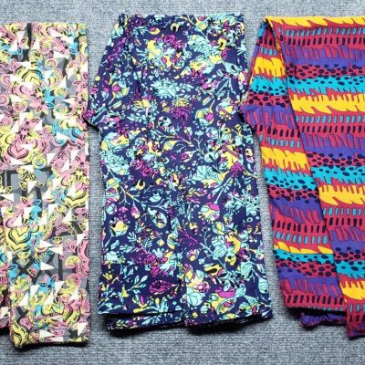 LuLaRoe Womens Multicolor One Size T/C - Tall And Curvy Leggings Lot of 3 New