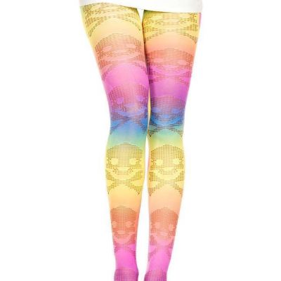 sexy MUSIC LEGS skull CROSSBONES net RAINBOW footless TIGHTS leggins PANTYOSE