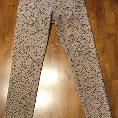 Women's Allfenix Cropped Ribbed Leggings Size XS Tan w/Black Leopard Print