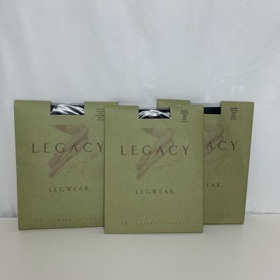 Legacy Legwear Tights Control Top Sz E Black Navy Grey Lot Of 3 Microfiber NWOT