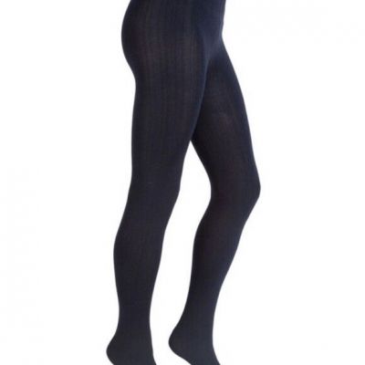 Plush Woman's Fleece-Lined Extra Soft Full-Foot Tights Women's Large Navy Blue