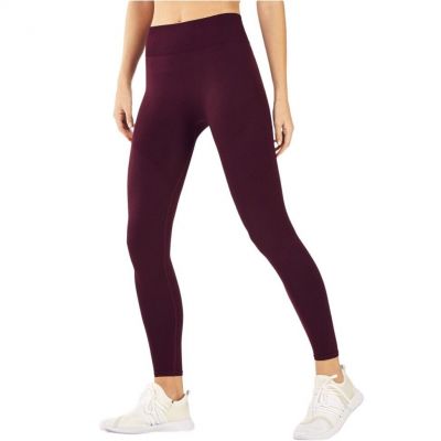 Fabletics Leggings Women’s Size XS Burgundy 7/8 Seamless Rib Breathable New