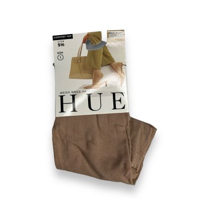 HUE Womens Size 1 Mesh Knee High Natural New 1 Pair Pack