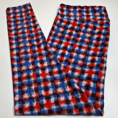 NEW LuLaRoe TC2 Leggings BLACK BLUE RED American PLAID Hipster USA Tartan FLAG