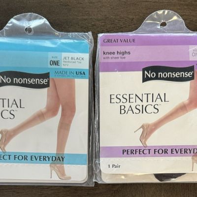 Lot Of 2 No Nonsense Essential Knee Highs Size One USA