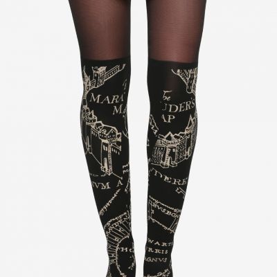 Harry Potter Marauders Map Faux Thigh High Tights Pantyhose Nylons S/M M/L NIP