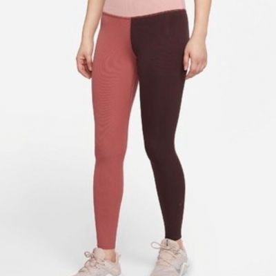 Nike One Luxe Women's Plus Size 2X Canyon Rust Mid-Rise Ribbed Tight Leggings