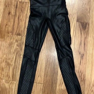 Spanx Moto Faux Leather Leggings Black Women’s Size S