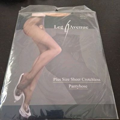 LEG AVENUE Stockings Plus Size Sheer Crotchless Pantyhose 1X-3X