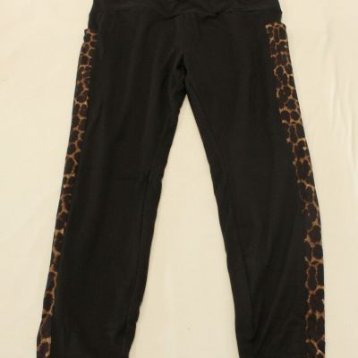 Shein Women's Plus Leopard Side Stripe High Waist Leggings MP9 Black Size 2XL