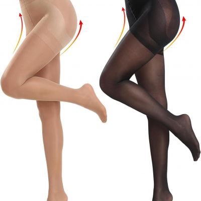 Women's Control Top Pantyhose Sheer Tights Tummy Control Support Stockings 40 De