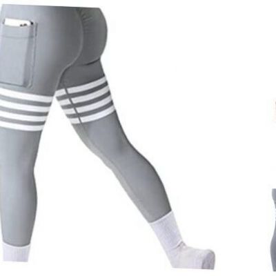 Seamless Workout Leggings for Women Scrunch Butt Large 1-grey Side Pockets