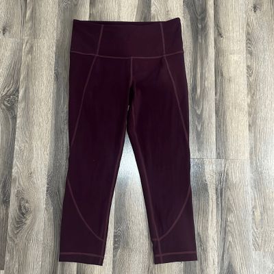 Athleta Maroon Salutation Capri Women's Small Workout Leggings